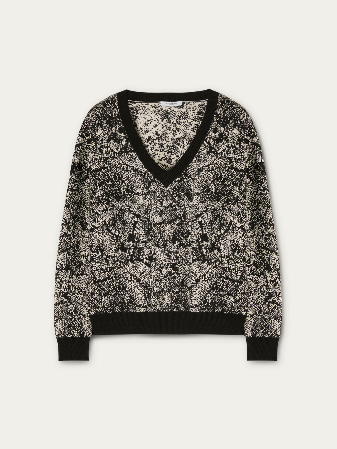 Lurex snakeskin pattern v-neck pullover
