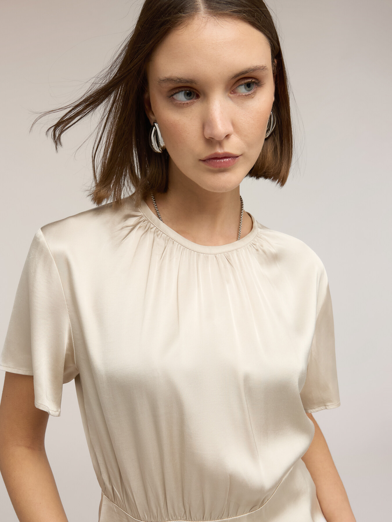 Satin blouse with sash image number 3