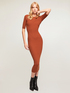 Rib knit midi dress with cut-out image number 3