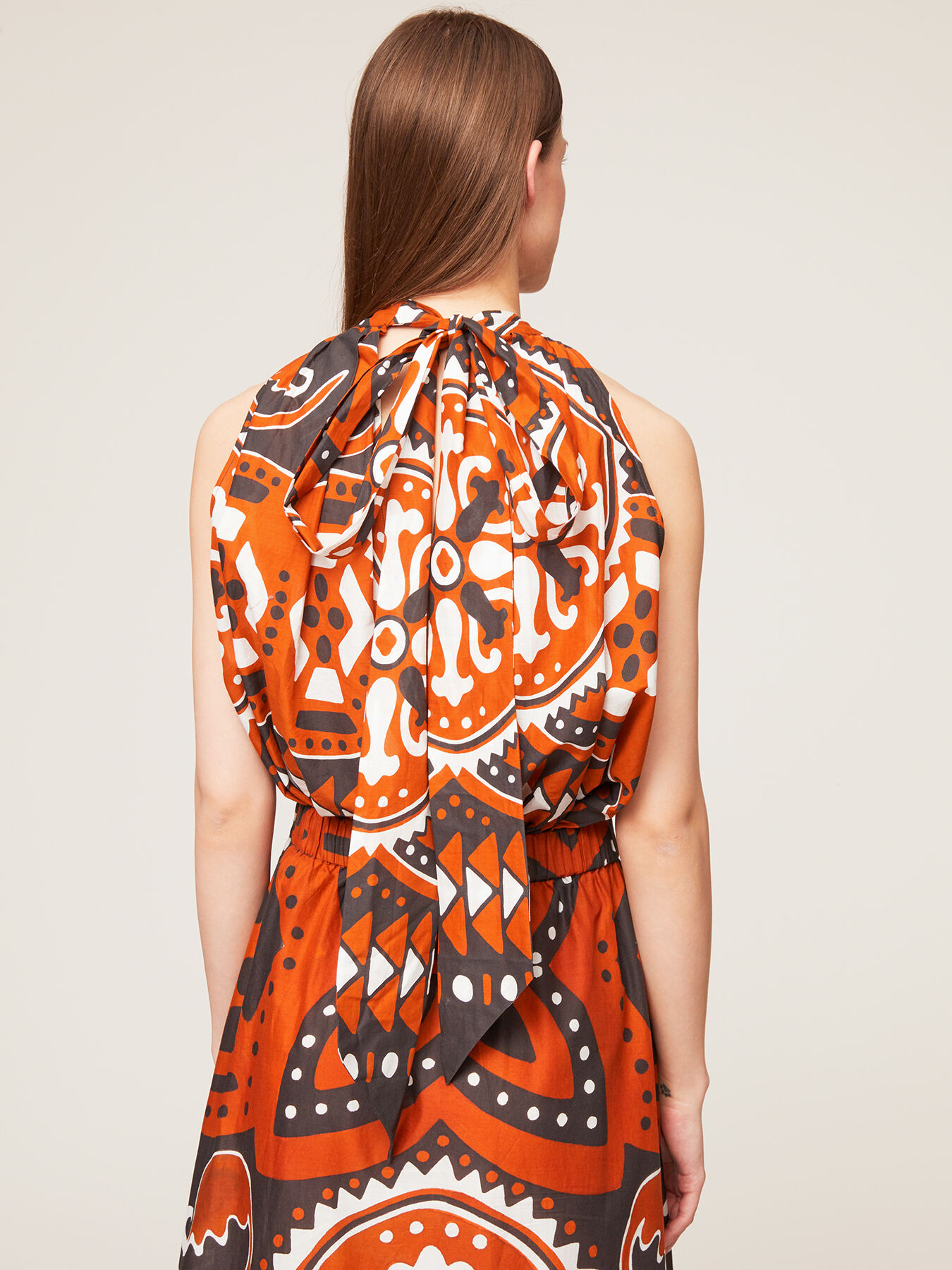 Ethnic patterned muslin flared top image number 1