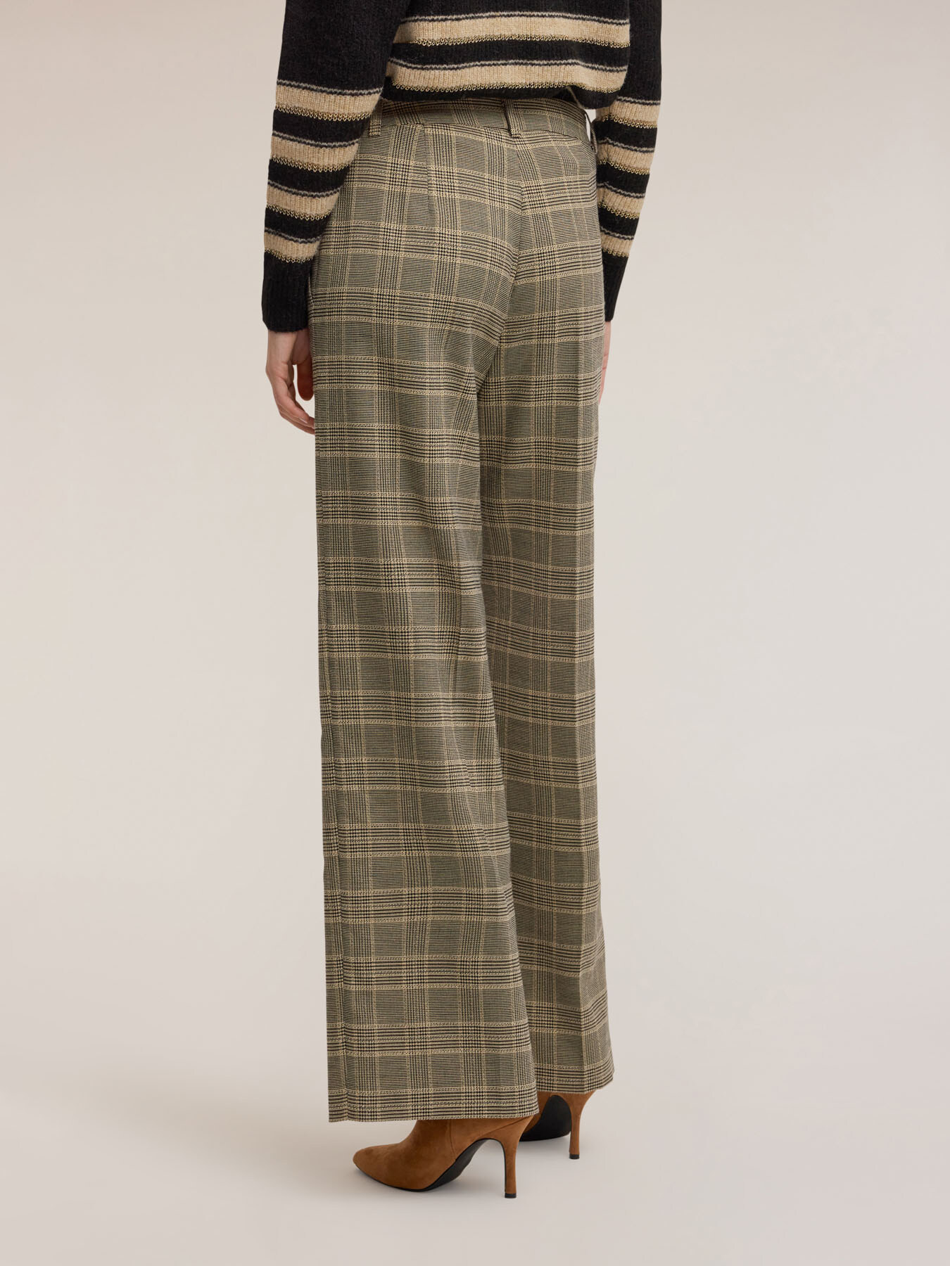 Pantalon palazzo en fil teint &agrave; carreaux image number 1