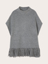 Knit poncho with fringe and high neck image number 1
