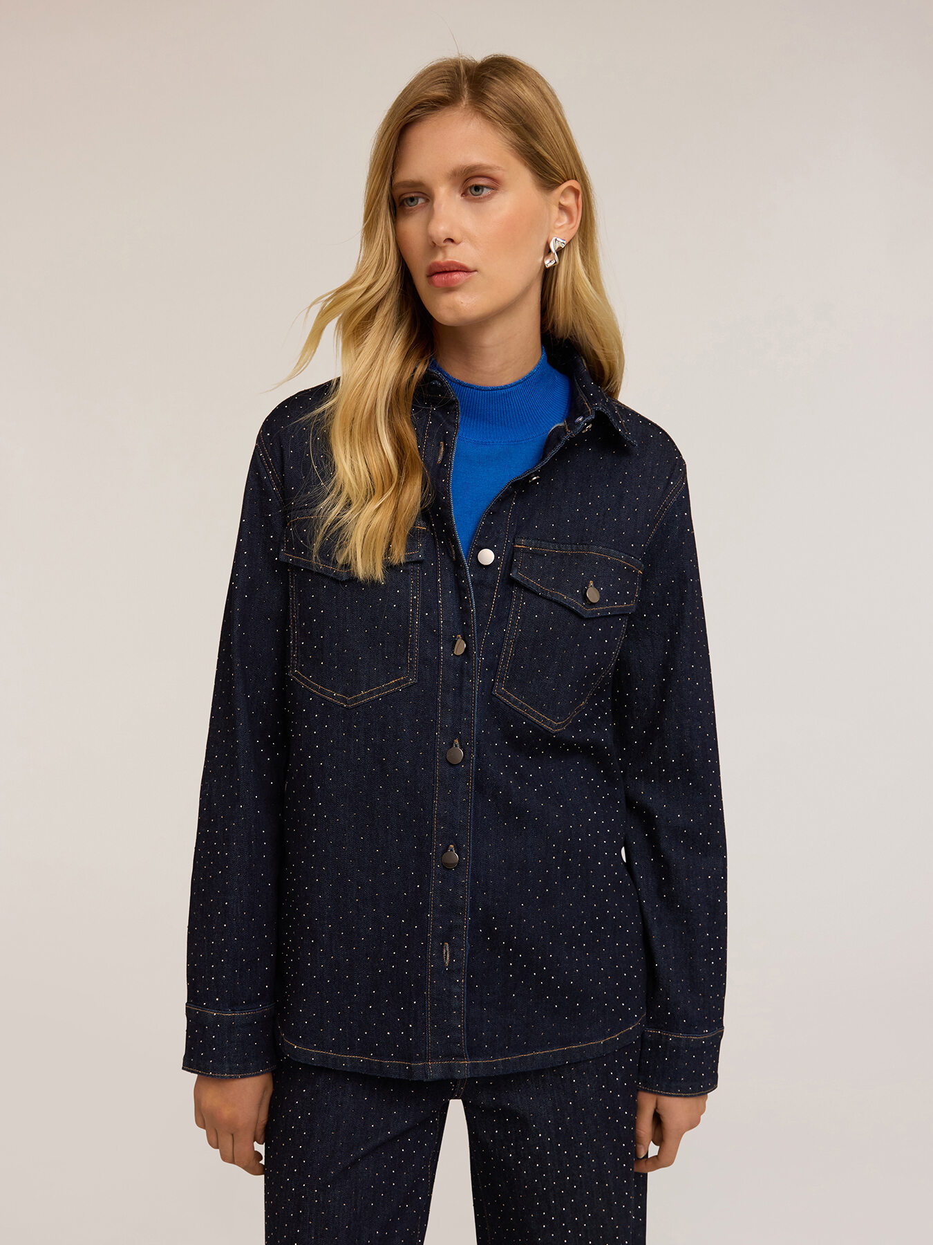 Denim shirt with micro studs image number 3