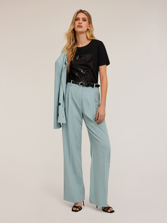 T-Shirt mit Pailletten und gesticktem Schriftzug