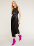 Long faux leather cut-out pattern dress image number 0