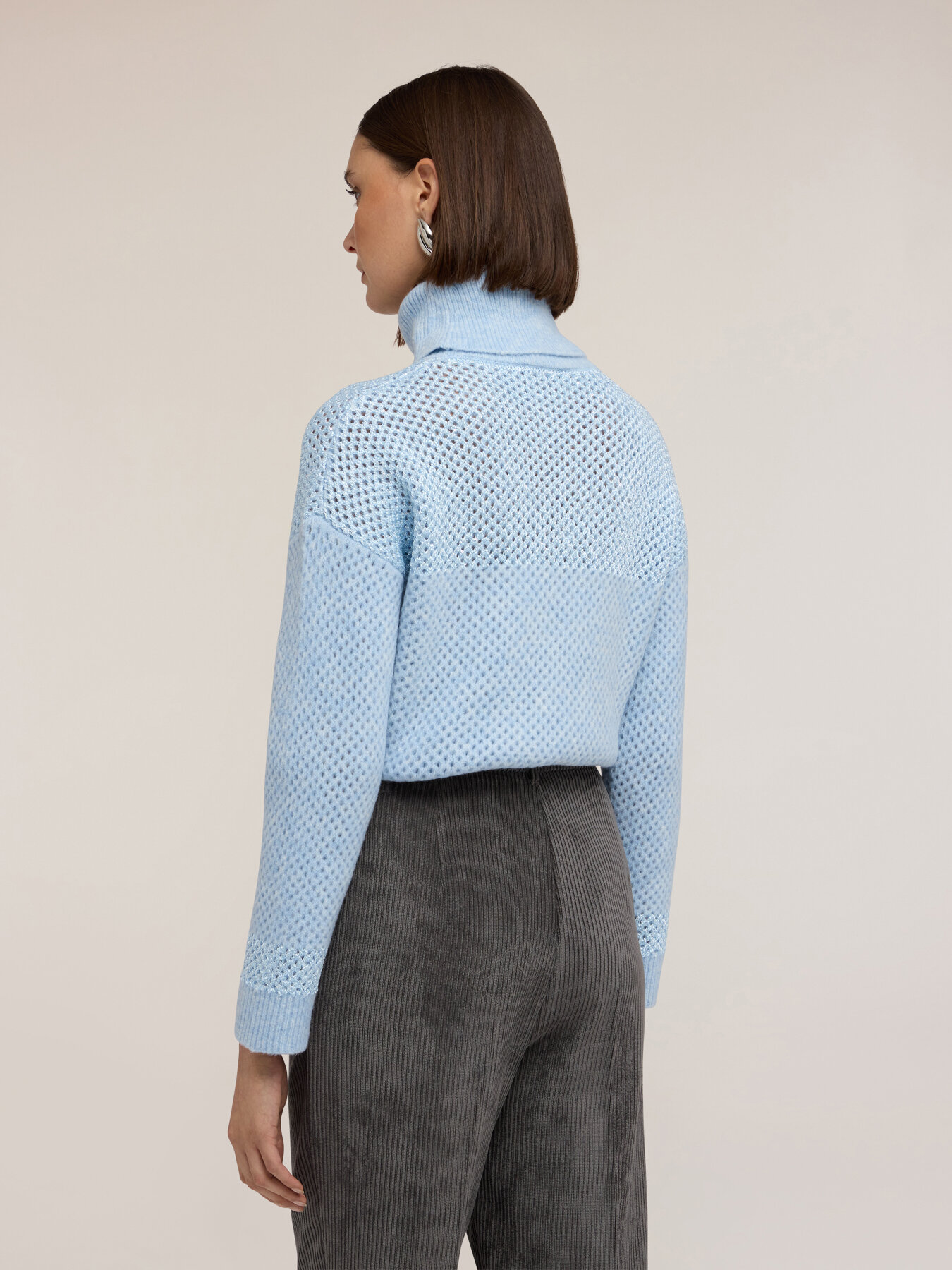 Turtleneck sweater with mesh knit image number 1