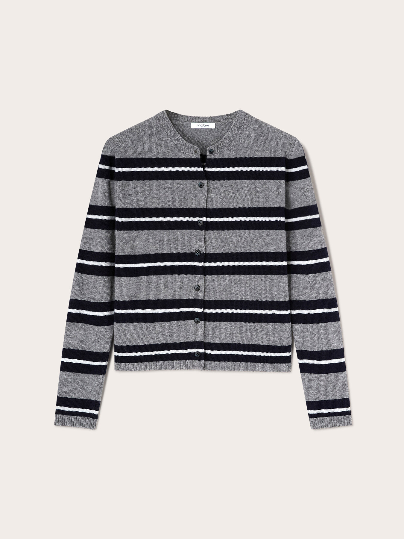Striped wool-blend knit cardigan image number 4