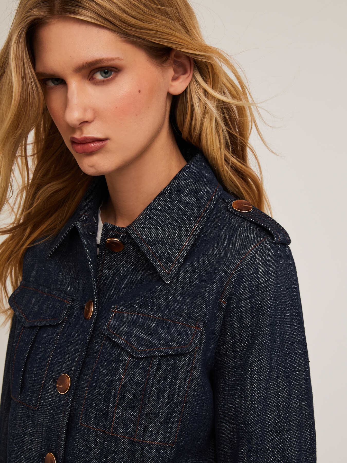 Short denim-effect jacket image number 2