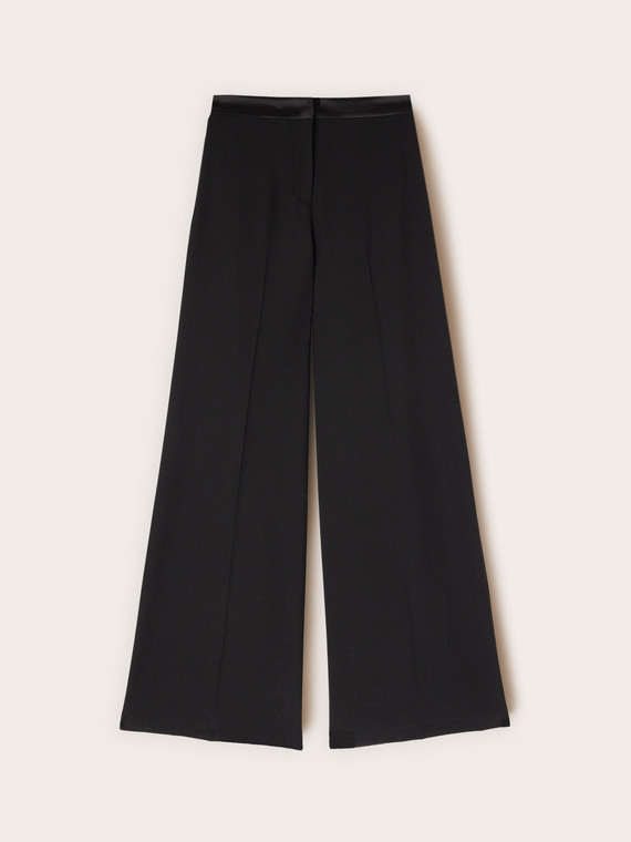 Palazzo pants in cady with satin inserts