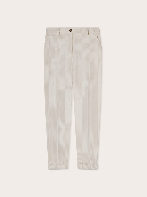 Corduroy trousers with turn-up cuffs