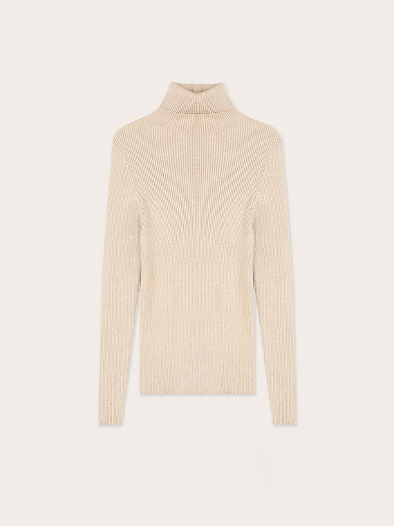 Pull col roul&eacute; fin &agrave; c&ocirc;tes lurex