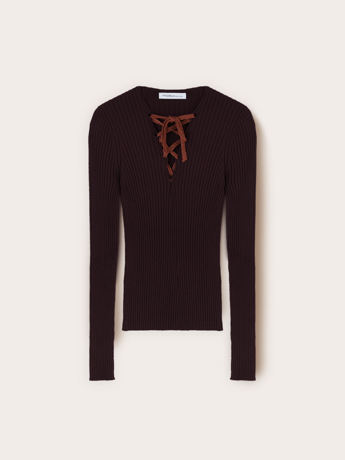 Ribbed knit top with ties in viscose blend image number 4