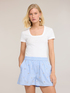 Geripptes Jersey-T-Shirt mit Cut-out image number 2