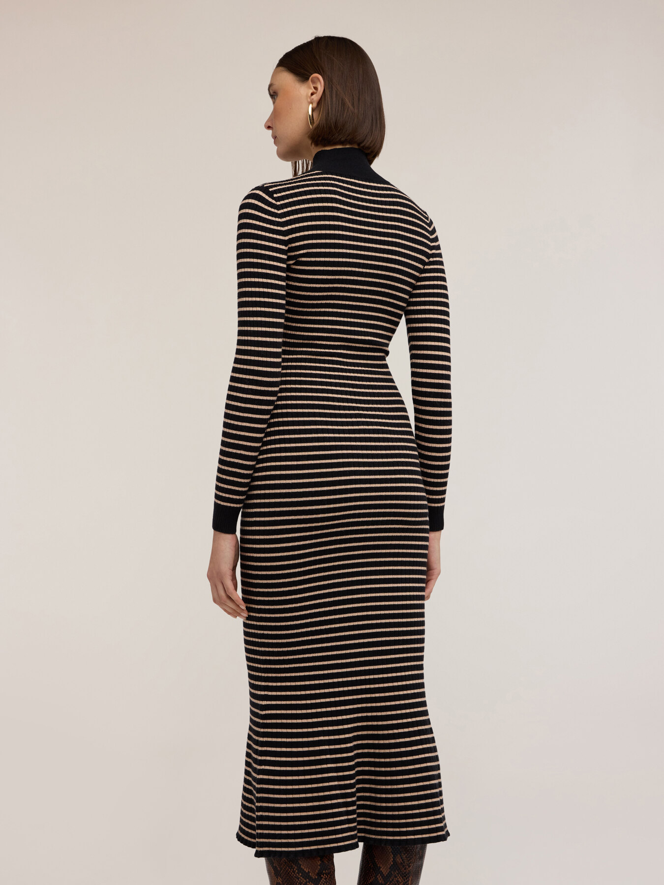Striped midi knit dress image number 1