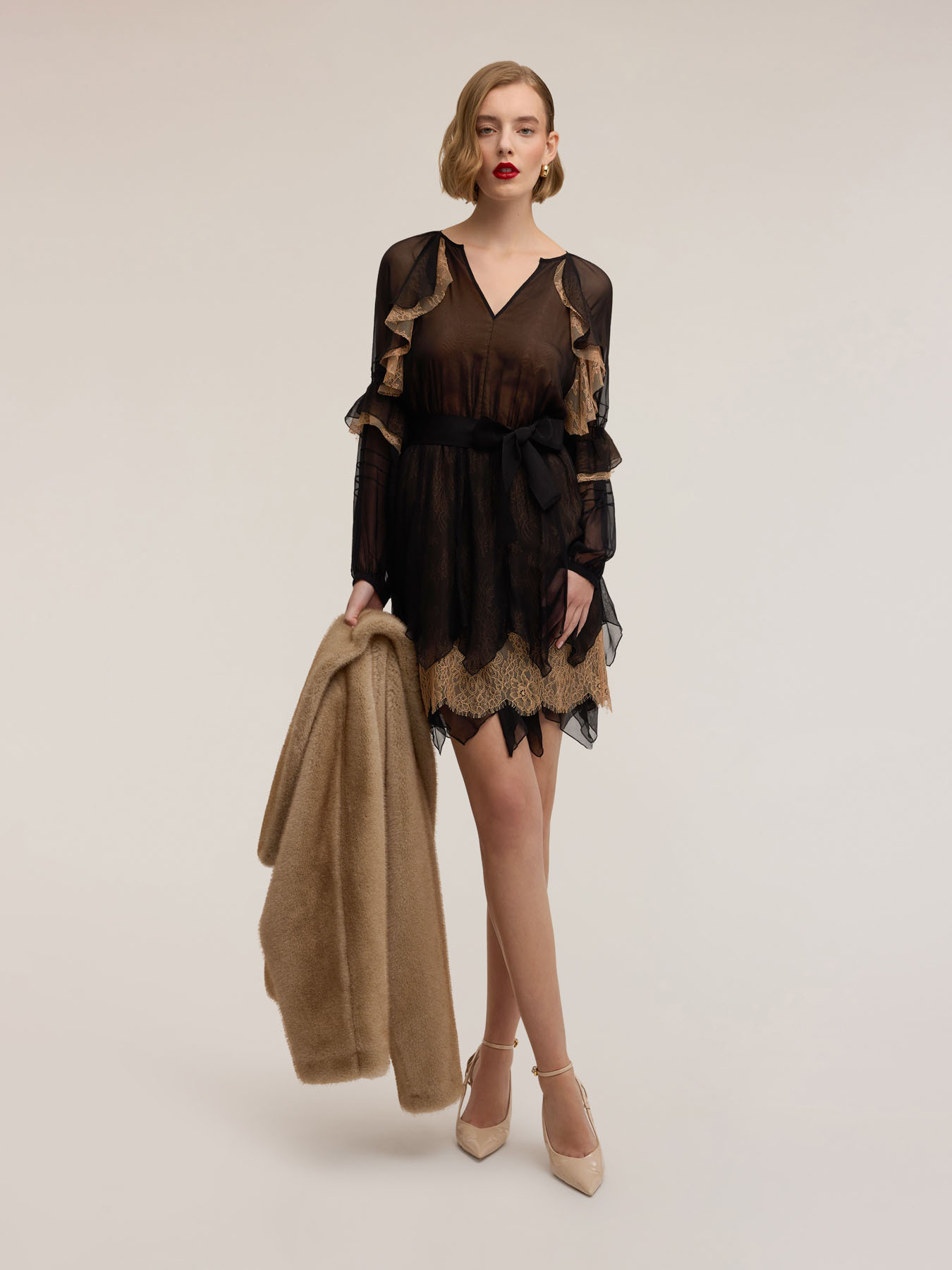 Vestito in georgette e pizzo Smart Couture image number 0