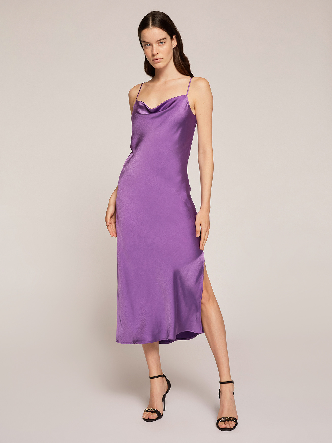 Solid colour satin lingerie dress image number 0