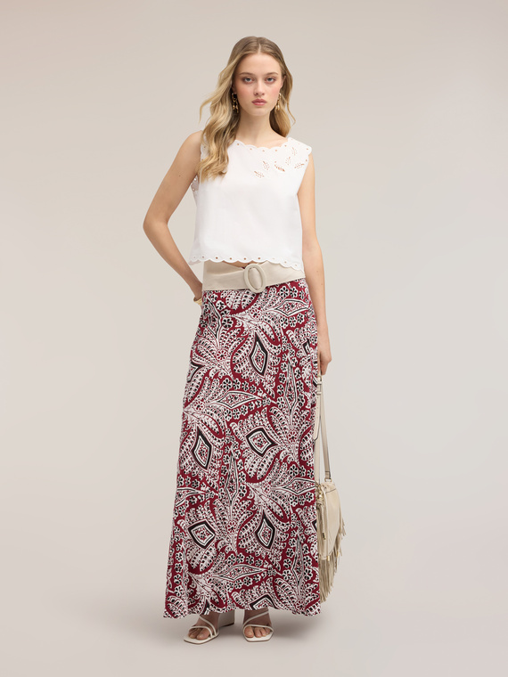Flared maxi skirt in marocaine with print