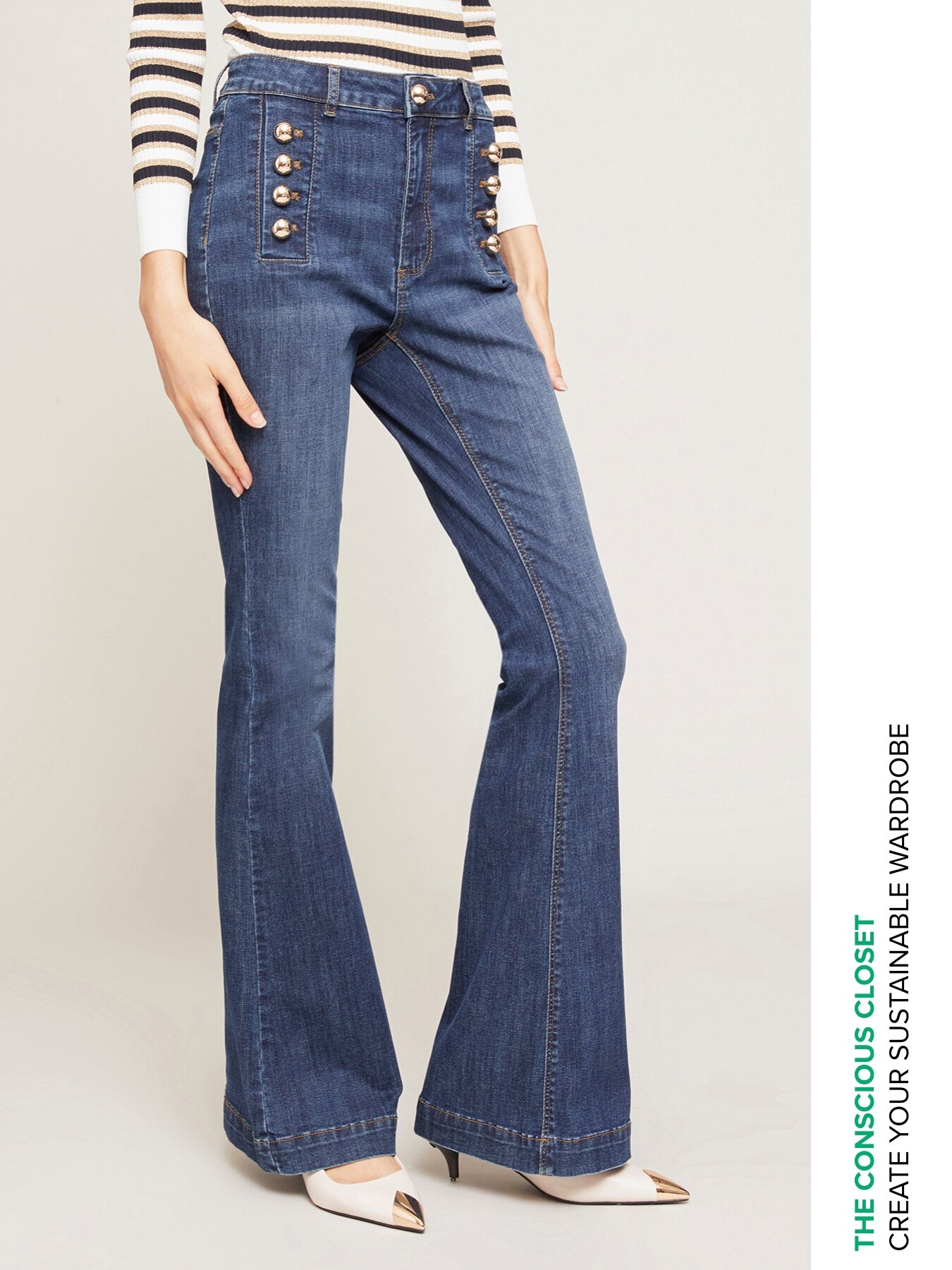 Jean évasé avec détail de boutons image number 0