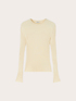 Flat rib knit sweater with flared cuff image number 4