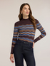 Pull col roul&eacute; en viscose avec motif zigzag image number 0