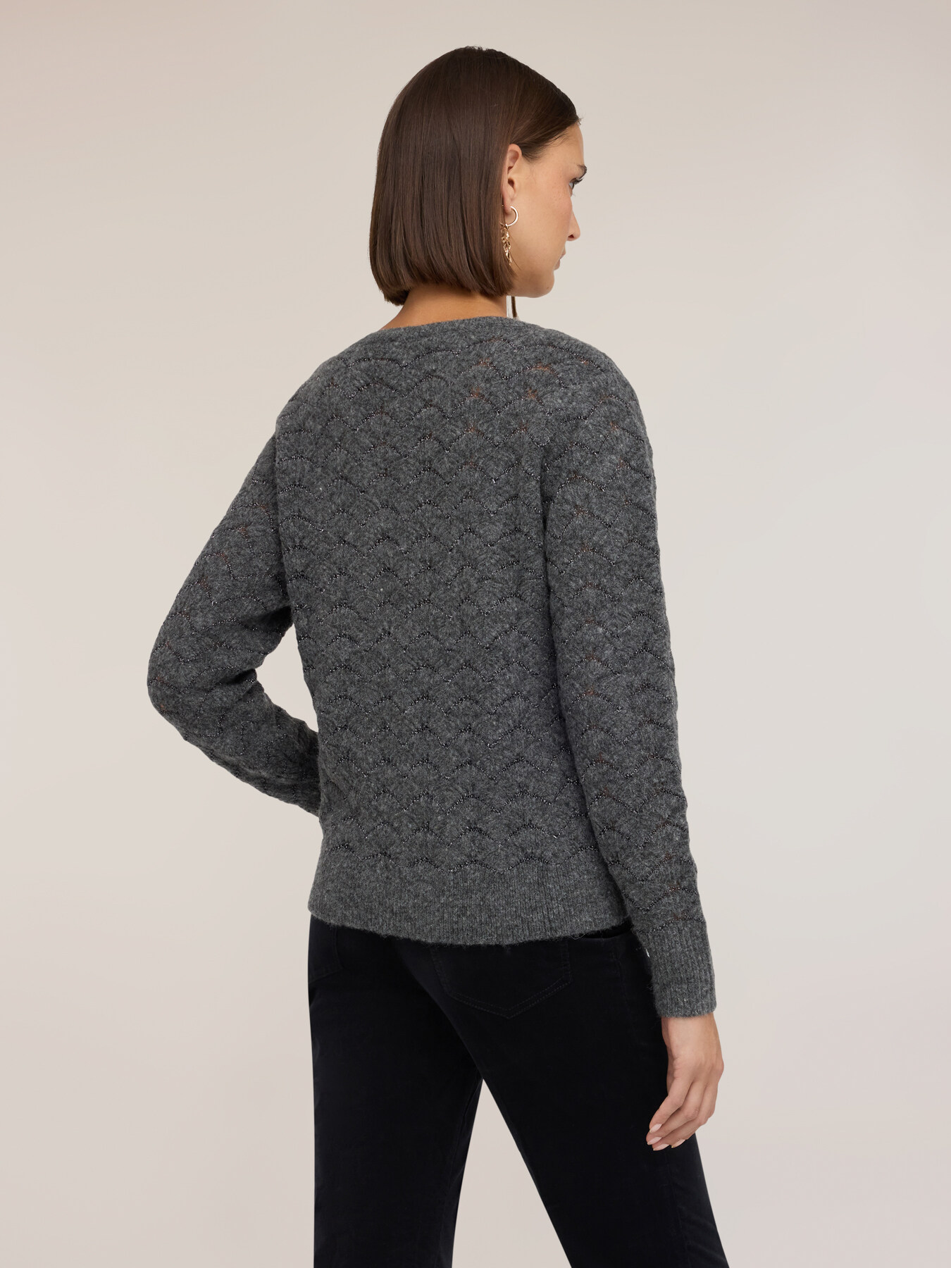 Fan-stitch knit top with lurex image number 1