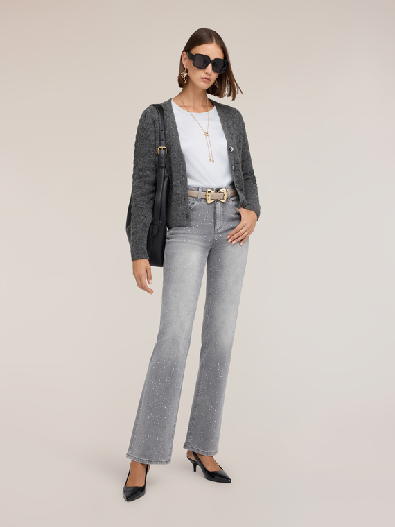 Wide-leg jeans with rhinestone embellishments