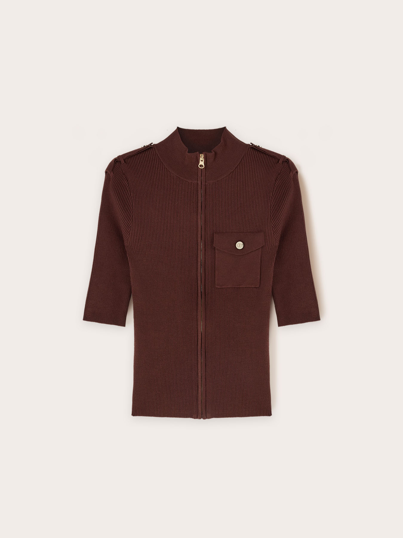 Ribbed cardigan with epaulettes image number 4