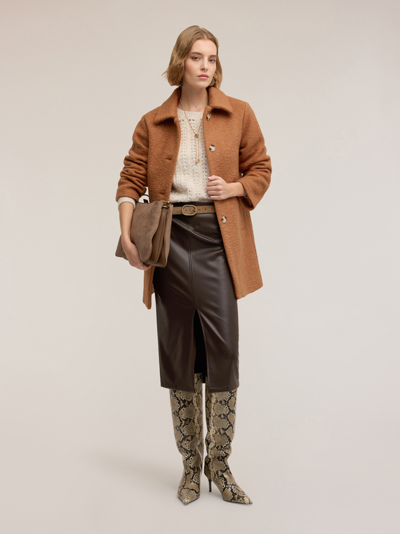 Boucl&eacute; wool coat