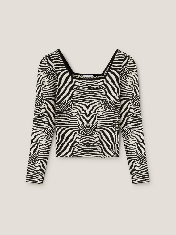 Jacquard-Lurex-Pullover mit Zebramuster