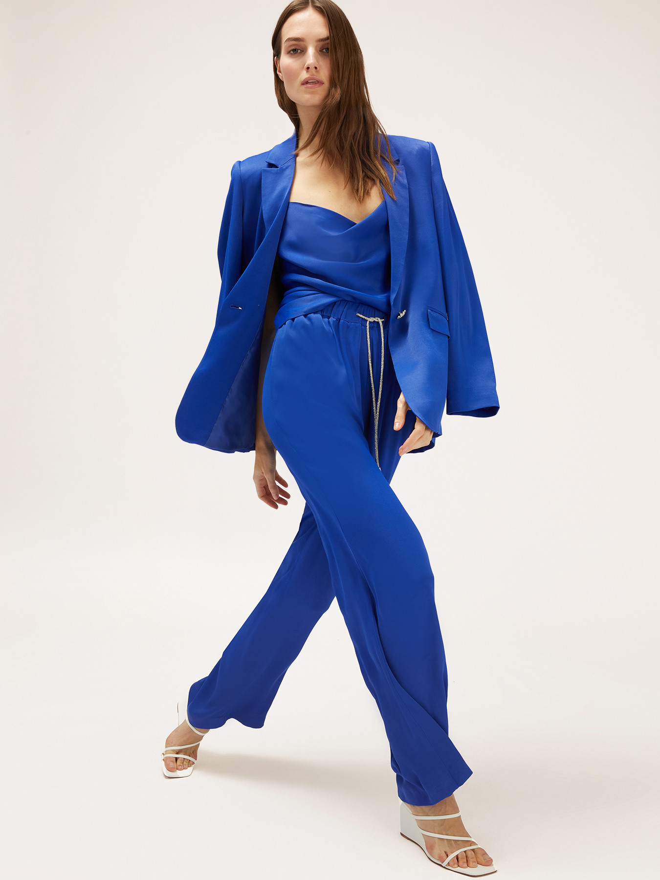 Pantalon large fluide avec cordon de serrage bijou image number 4