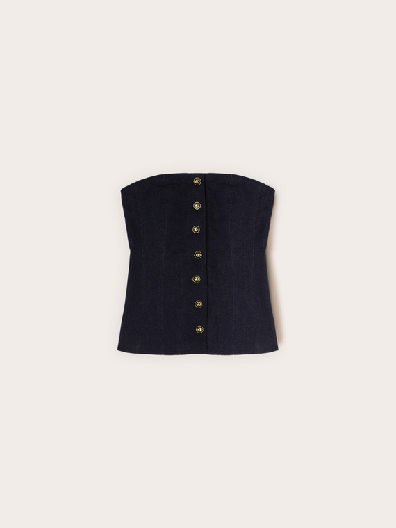 Top bustier in denim con bottoni