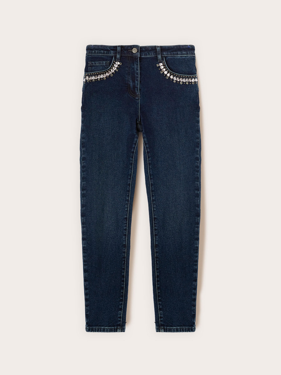 Jean skinny avec poches brod&eacute;es