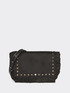 Faux suede shoulder bag with flounce image number 0