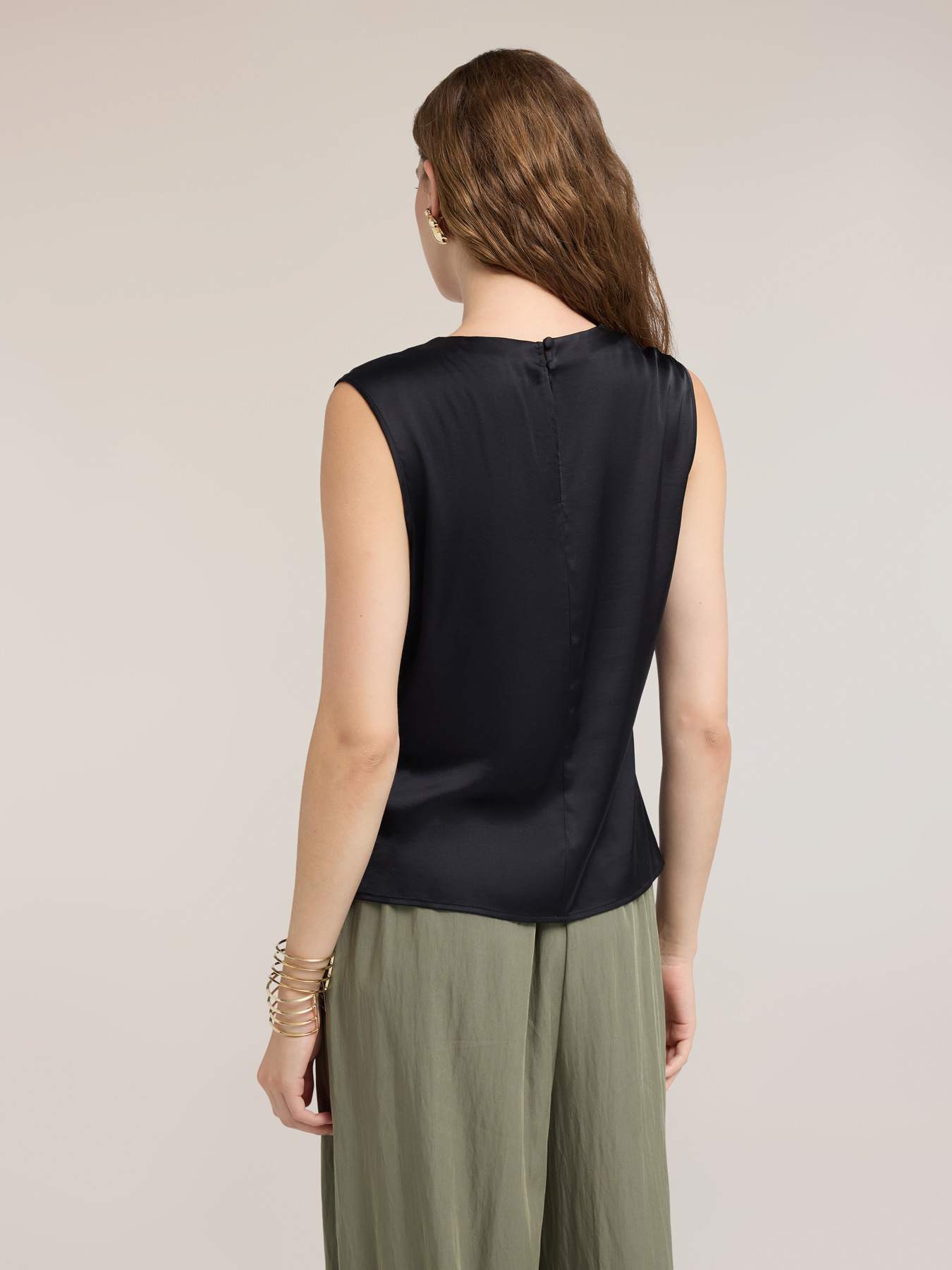 Satin top with asymmetric draping image number 1