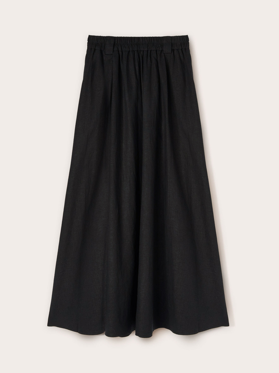 Linen-blend long circle skirt