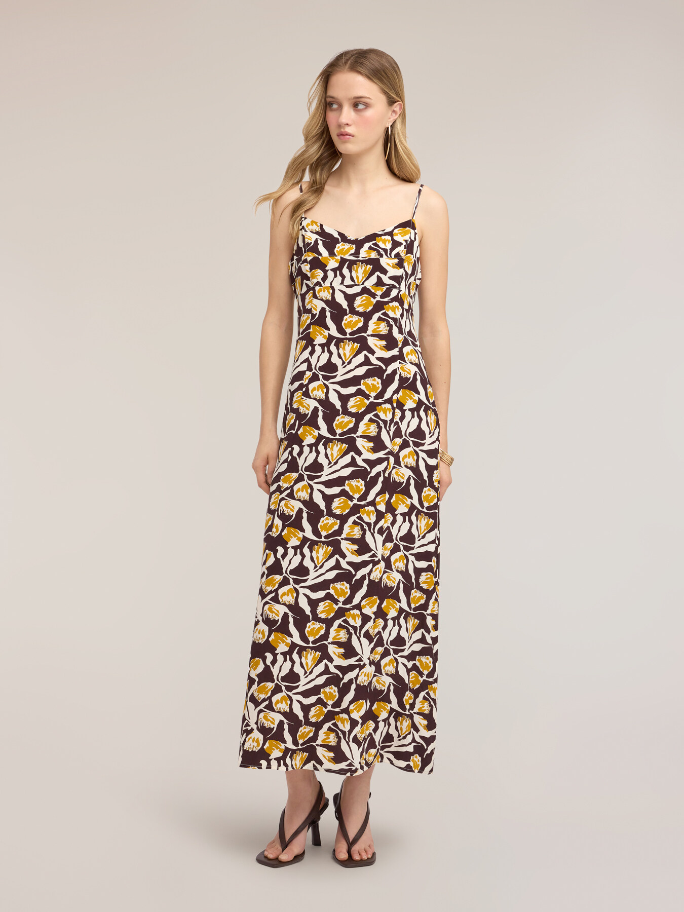 Long viscose dress with print image number 2