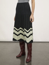 Long pleated knit skirt with chevron pattern image number 3