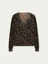 V-neck, animal patterned sweater with rhinestones image number 3