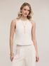 Cr&ecirc;pe top with tulle inserts image number 0