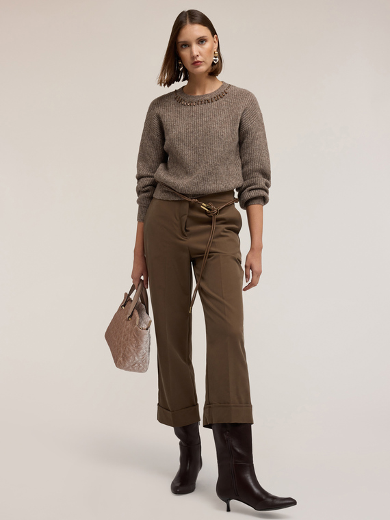 Cropped gabardine trousers