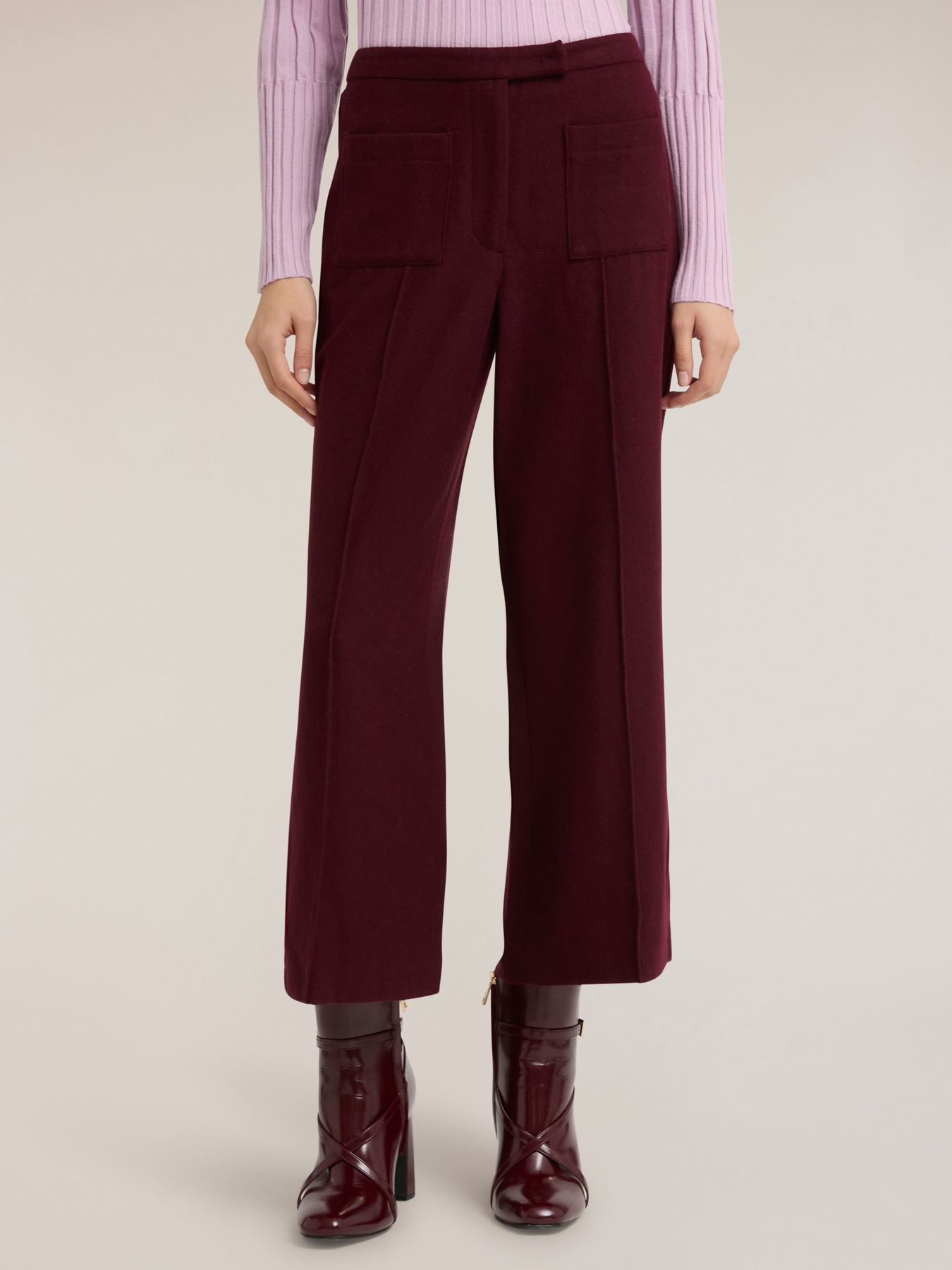 Pantalones cropped en pa&ntilde;o mezcla de lana image number 2