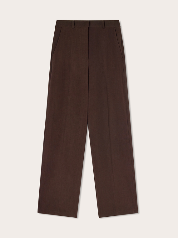 High-waisted palazzo pants with pleat