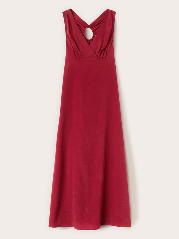 Long cr&ecirc;pe de chine dress with ring