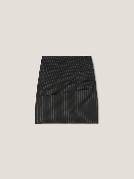Mini-jupe drapée à fines rayures lurex