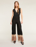Long knit jumpsuit with chevron pattern image number 0