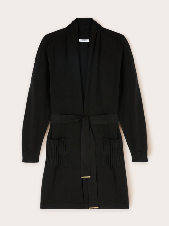 Cardigan lungo con cintura