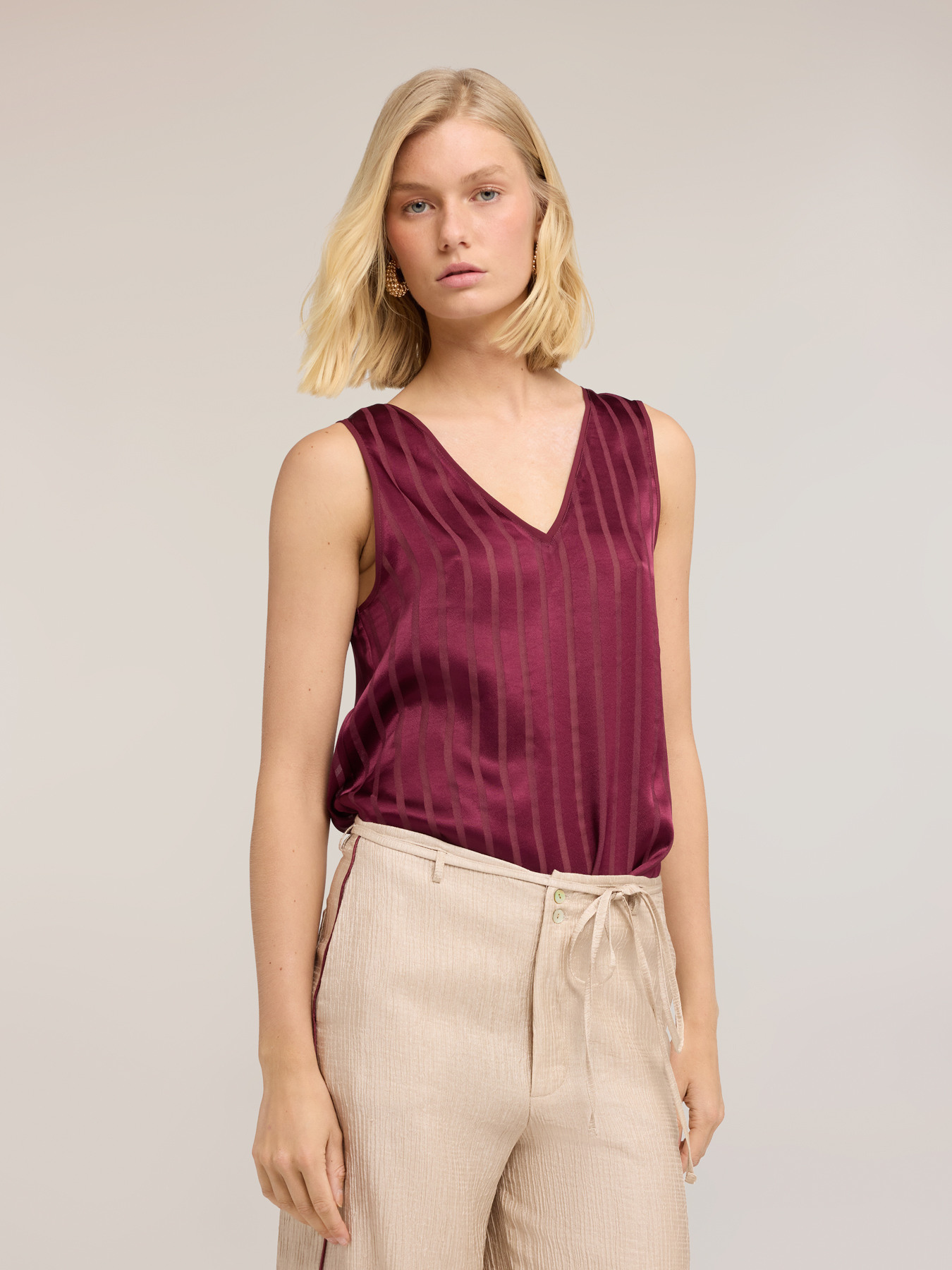 Striped devor&eacute; satin blouse image number 2