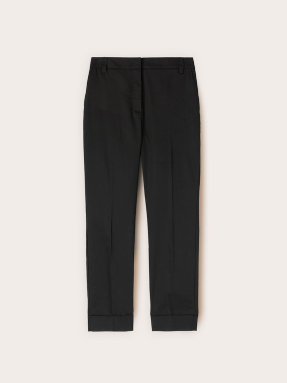 Cropped cotton blend trousers
