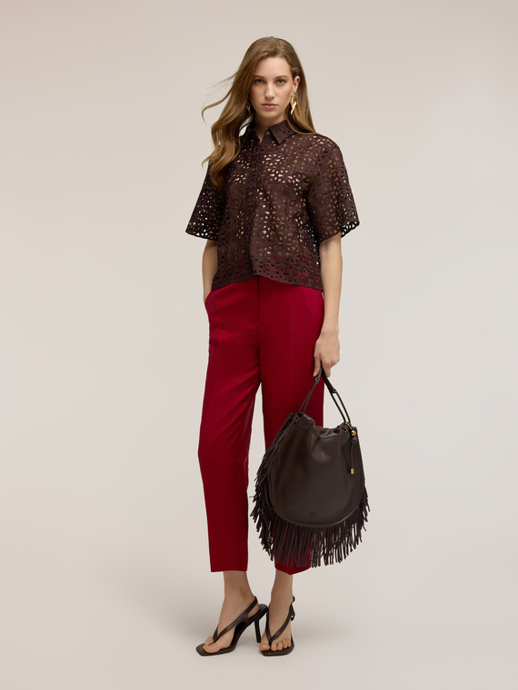 Boxy macram&eacute; lace shirt