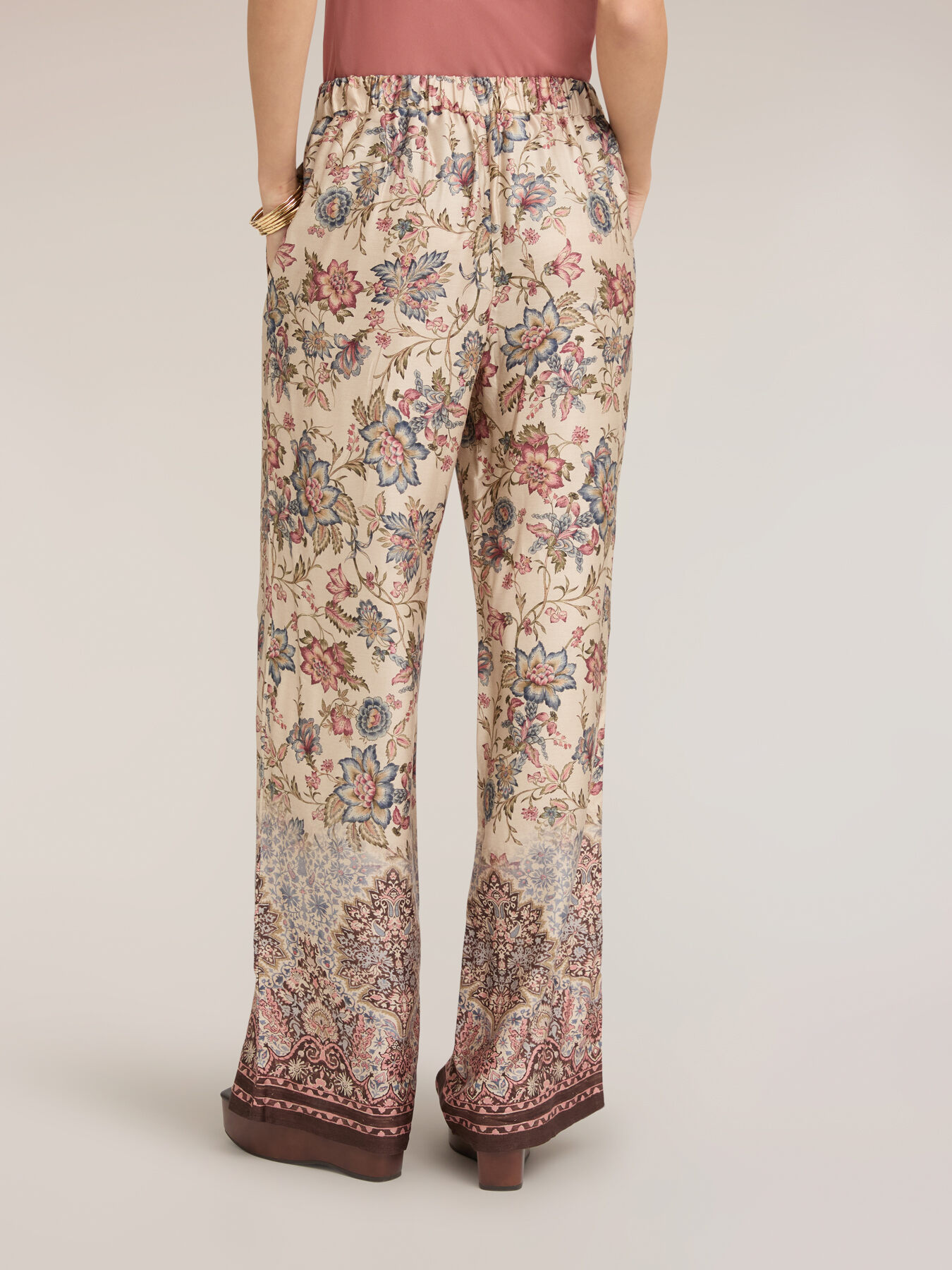 Palazzo pants in viscose satin image number 1